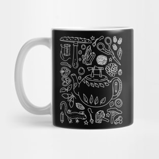 "Goblin Cottagecore" Dark Forest Mushroom Teapot Doodles Mug